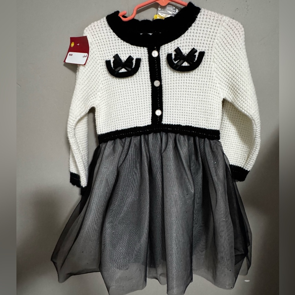 Charming Black and White Kids Dress